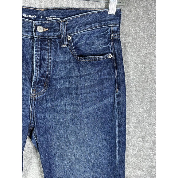 Old Navy High Rise Slouchy Straight Button Fly Crop Jeans Womens Size 6 Blue - Picture 5 of 16